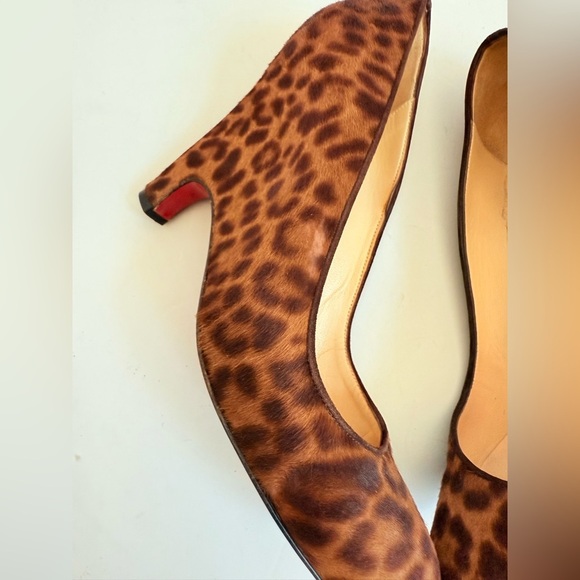 Christian Louboutin Morphing 100 Brown Leopard Calfskin Demi Wedge Heel EU 39.5 - Picture 5 of 11